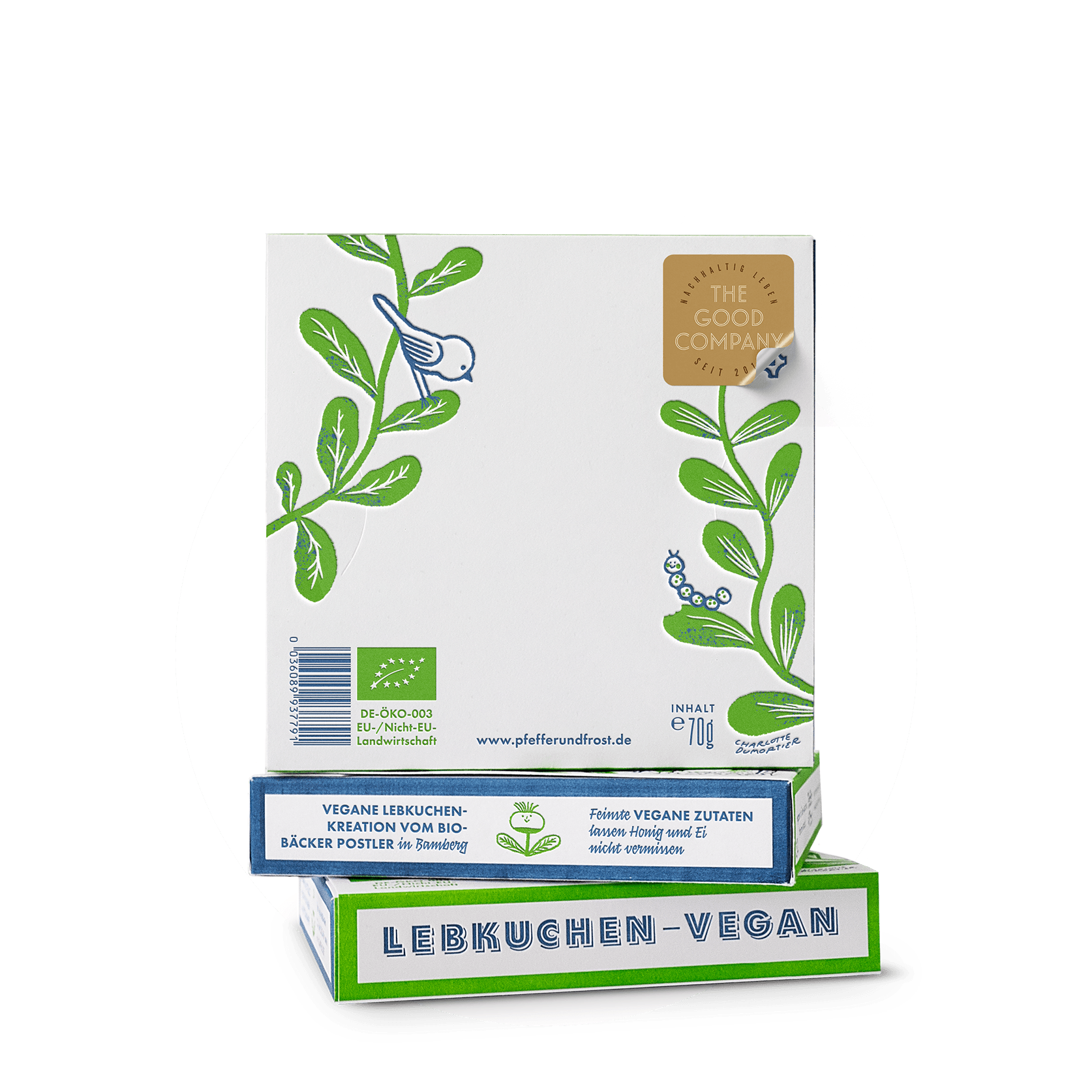 Lebkuchenbrief - ein veganer Elisen-Lebkuchen in kompostierbarer Folie verpackt in einem liebevoll bedruckten Karton 
